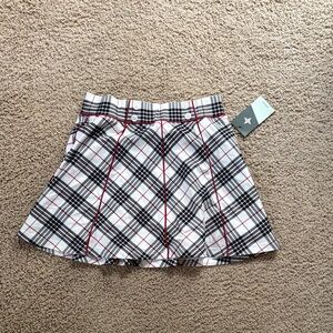 Tuckernuck Black, White, and Red Plaid Skater Skirt